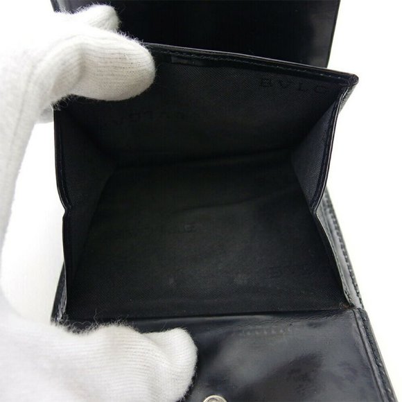 Authentic BVLGARI Two-folded wallet Classico canvas ~ Leather Auth USED - Picture 7 of 8